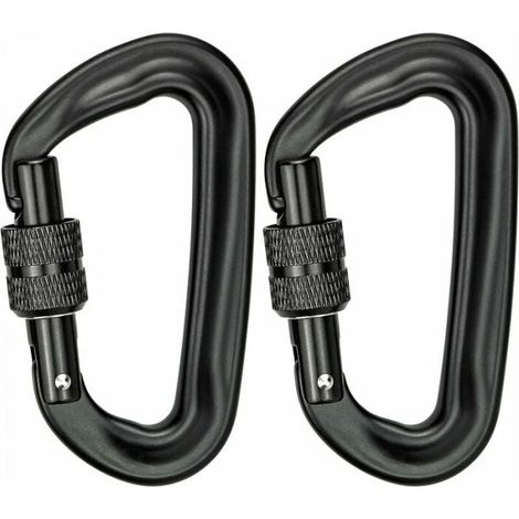 2pcs 12KN (1200KG) Carabiners Heavy Duty Aluminum D-Shape Locking Carabiner for Yoga Hammock Swing Camping Keychain Dog Lock MUMU