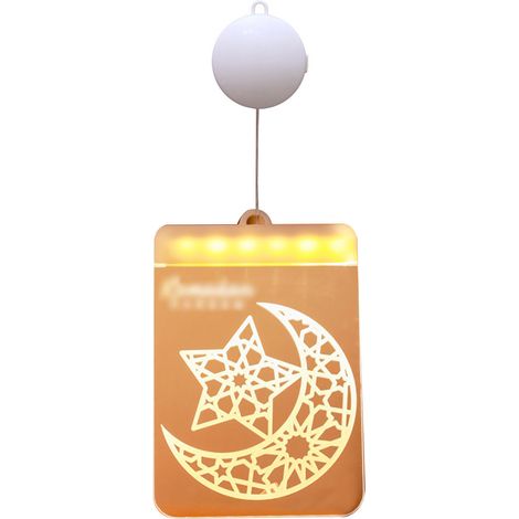 Guirlande Lumineuse Étoiles Lune Fête Eid, Guirlande LED Décorative Ambiance Nuit Étoilée Blanc Chaud pour Décoration Intérieure (1/2)