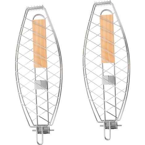 2 Pièces Poisson Amovible Acier Inoxydable avec Poignée Isolante Panier (1/5)