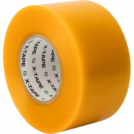Cinta de embalaje termofusible X-tape de 48 mm x 450 m, transparente, para cajas de cartón y almacén. (1/3)