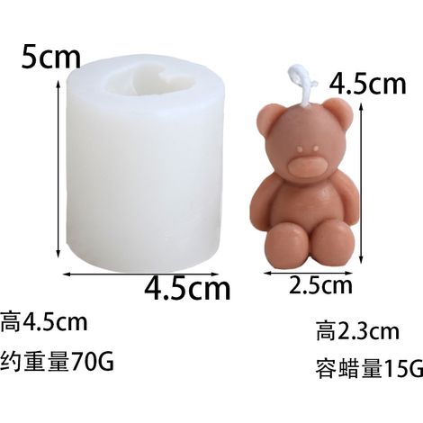 Moule silicone Ourson 70g Candles parfumées, Petit ours assis style coréen, Fabrication de bougies, INS 1 unité
