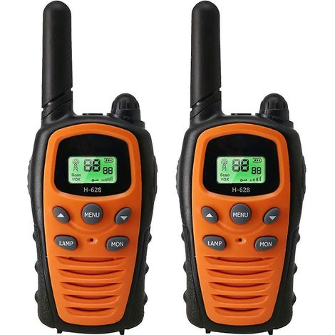 Talkie-walkie adulte, talkie-walkie électrique PMR bidirectionnel longue portée, VOX, mains libres, portée de 5 km, avec lampe torche et rétroéclairage LED. (1/4)