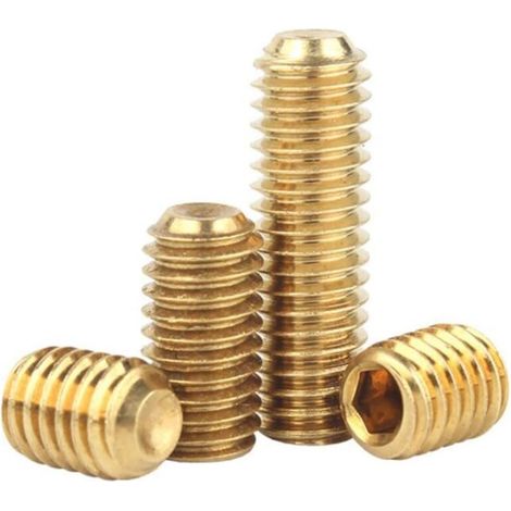 M8 x 10mm 10 Pcs Hex Socket Set Screws Brass Cup Point Hexagon Headless Screws Knobs