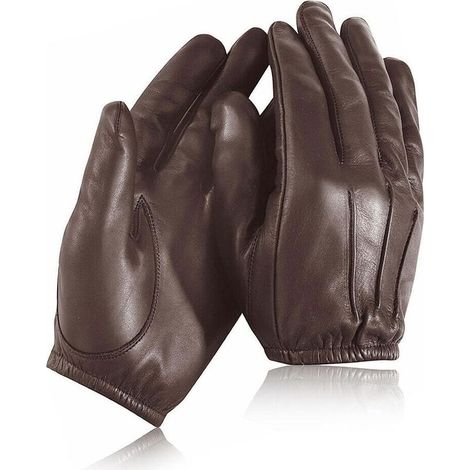 Ecleanfy - Gants de protection anti-coupure doublés en Kevlar pour police, en cuir résistant au feu, résistance à la chaleur, sécurité SIA (marron), taille M (lot de 1) (1/5)