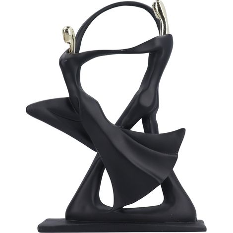 Couple Dancing Statue Lover Art Figurine Ornament Resin Decoration Sculpture for TV Cabinet Bookshelf Desk Gold Holding Hand 27.6x19.3cm (1/5)