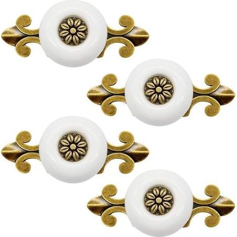 TAISHENGDA – Set di 4 maniglie in ceramica in stile vintage, maniglie classiche per porte, maniglie per armadi, maniglie per cassetti per cucina, soggiorno, camera da letto, viti da 2,5 cm incluse, bi (1/5)