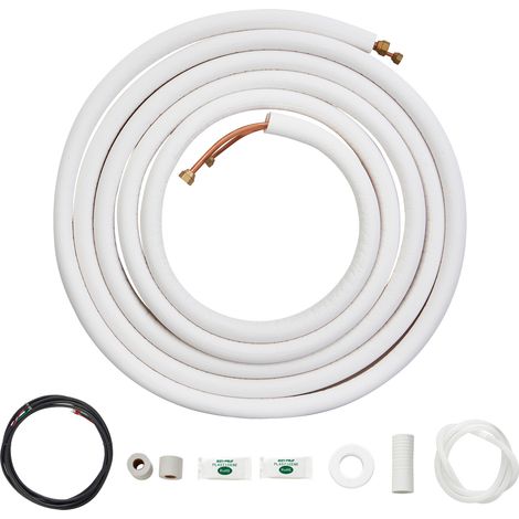 VEVOR 7620 mm Mini-Split-Leitungssatz, 6,4 mm und 9,5 mm Außendurchmesser Kupferrohre und dreischichtige Isolierung, für Klimaanlagen oder Heizungspumpengeräte und HVAC mit umfangreichem Zubehör