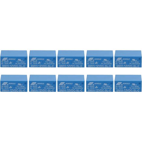 Relais de puissance 12V 16A 8 broches - Lot de 10 SMIH-12VDC-SL-C, contacteur électrique compact pour circuits, idéal remplacement. (1/5)