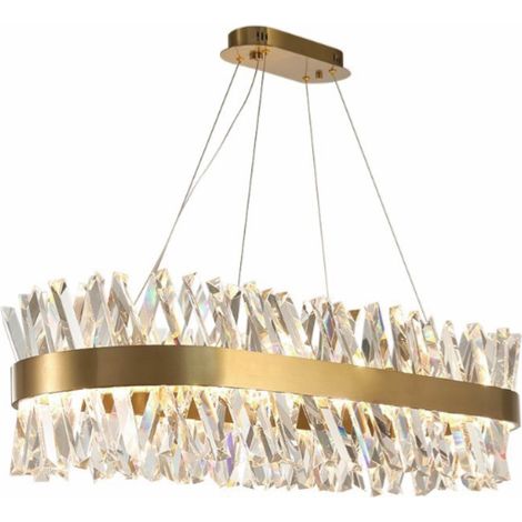 Amsterdam - Lampadario in cristallo a 3 LED colorati oblungi da 80 cm in ottone spazzolato (1/2)