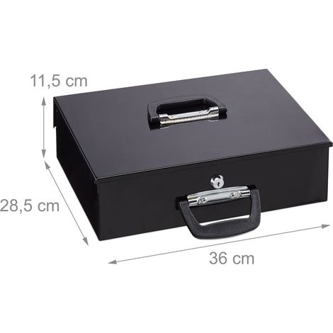 Pratica cassetta portavalori chiudibile a chiave 11,5 x 36 x 28,5 cm 4 scomparti design elegante in ferro argento 130014958