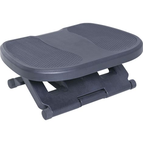Repose-pieds, réglable en hauteur sur 3 niveaux, HIPS noir, 45 x 34 x 10-16,5 cm, pour une assise ergonomique