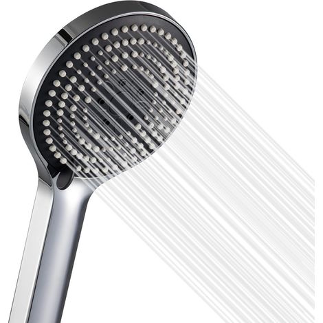 Pommeau de douche à main 6 jets, grand format, puissant, amplificateur de pression, chromé (1/5)