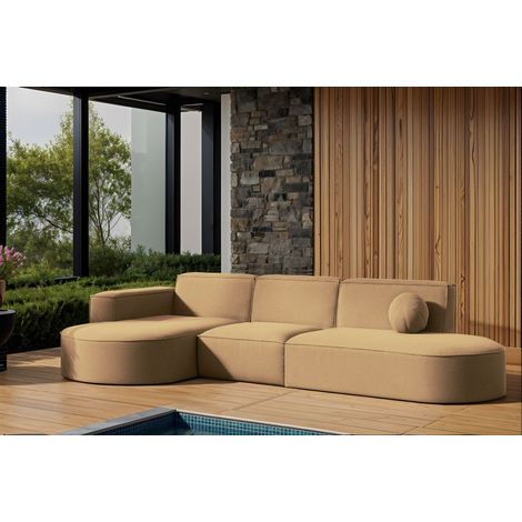 Garten Ecksofa SUNDAY in wetterfester Stoff ART-N Caramel Ottomane Links (1/2)