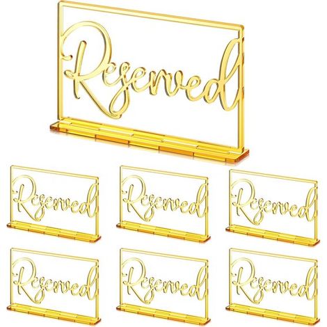 Juego de 6 tarjetas de mesa acrílicas，ideales para bodas o como tarjetas de pie，eventos de negocios y oficinas (color dorado) (1/2)