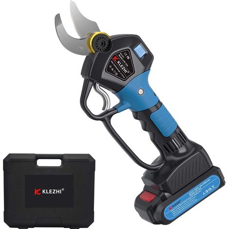 Sécateur électrique sans Fil avec Affichage LED et Protection de la Main, avec Batterie 21 V 2 Ah, diamètre de Coupe 35 mm, 6 à 8 Heures de Travail (Noir, avec garde-main) (1/5)