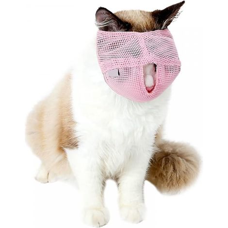 1 masque anti-morsure pour chat, maille polyester respirante, taille ajustable 18-26 cm, pour toilettage et soins vétérinaires (1/5)