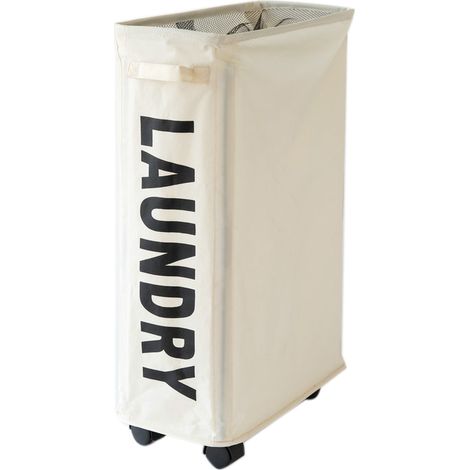 Panier à linge pliable Oxford blanche avec poulies filet, rangement facile à installer (1/5)