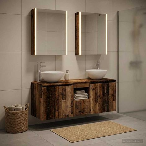 vidaXL Juego de Muebles de Baño 5 uds. Madera envejecida (1/5)