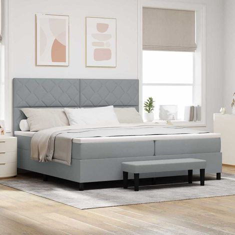 vidaXL Cama tipo Box Spring con cabecera Gris Claro 200 x 200 cm tela (1/5)