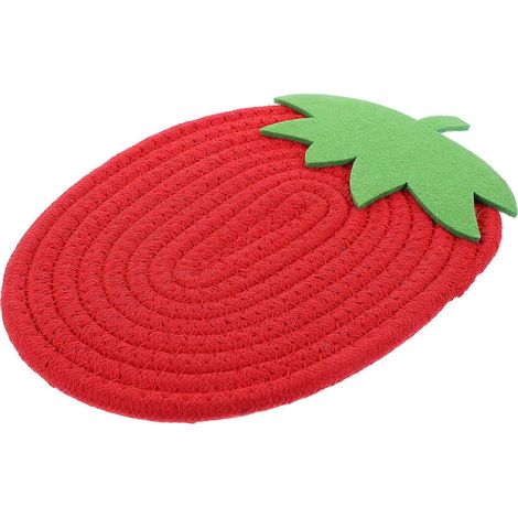 Dessous de plat en coton résistant à la chaleur, motif fraise, pour protéger votre table (1 pièce) (1/5)