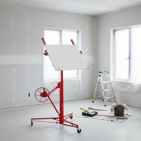 Elevador para placas de yeso 124x137x140 cm de acero rojo, 68 kg, para techos – MEUBLIV (1/5)
