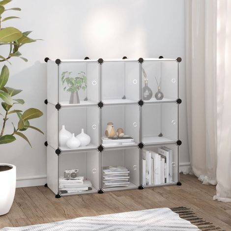 vidaXL Contenitore a Cubo con 9 Cubi e Ante Trasparente PP (1/6)