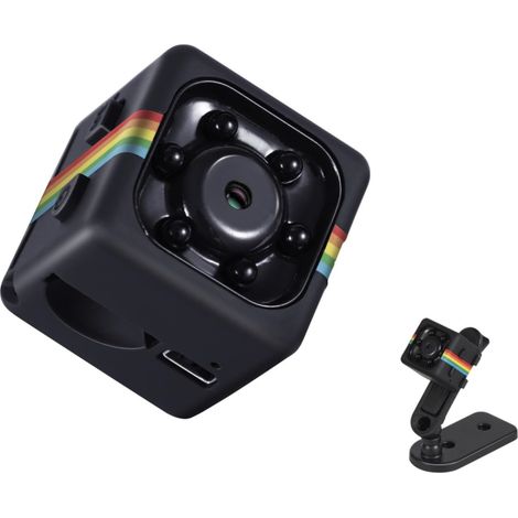JSSEVN-Cámara de vigilancia sin conexión a internet, mini cámara espía inalámbrica 1080P, soporte giratorio de 360°, visión nocturna, no requiere WiFi (Negro)