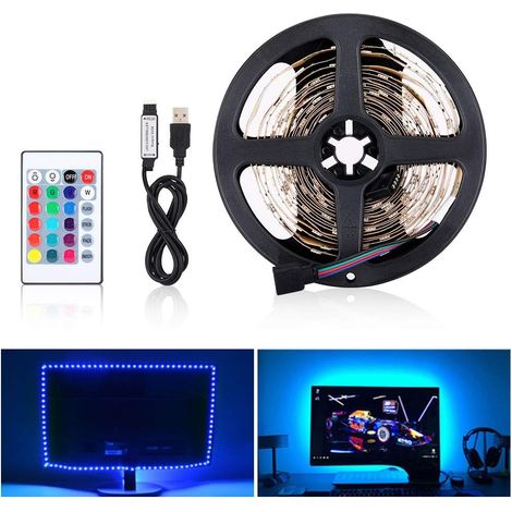 USB-LED-Lichtleiste, 5050 RGB 12 V DC, LED-Band, dekorativer LED-Streifen für den Innenbereich für LED-TV-Hintergrundbeleuchtung, LED-Fernseher, RGB-LED-Leiste (5 m, 150 LEDs)