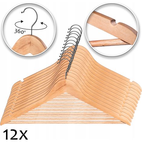 KADAX Kleiderbügel mit Zwei Einkerbungen aus Holz, Garderobenbügel für Kleidung, Hemd, Anzug, Hosen,