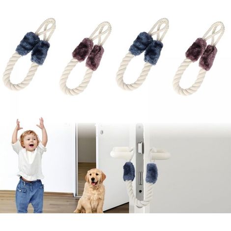 Set mit 4 Türstoppern aus Baumwolle, 60 cm lang, weich und waschbar, für die Sicherheit von Kindern und Haustieren, blau und braun (1/5)