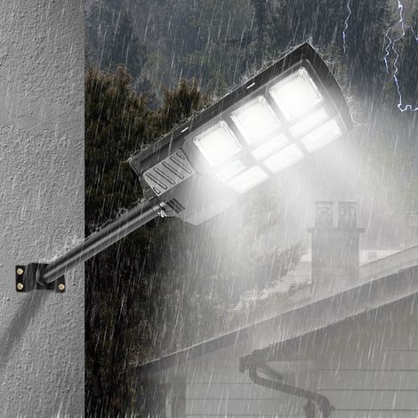 Jiubiaz 4x Applique Solare da Esterno LED 300W, IP67 Impermeabile, 4 Modalità di Illuminazione, Sensore Radar, Telecomando, Luce di Sicurezza
