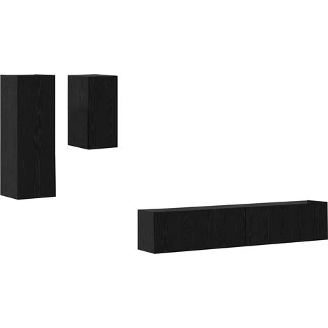 Mobile TV moderno da parete rettangolare con 9 ripiani per riporre oggetti in modo pratico 80 x 30 x 30,5 cm legno ingegnerizzato nero 020056033