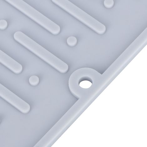 Rutschfeste Silikon-Abtropfmatte für Limonadenflaschen, Küchenaccessoires, grau (Abtropfmatte mit 2 Löchern) (1/5)