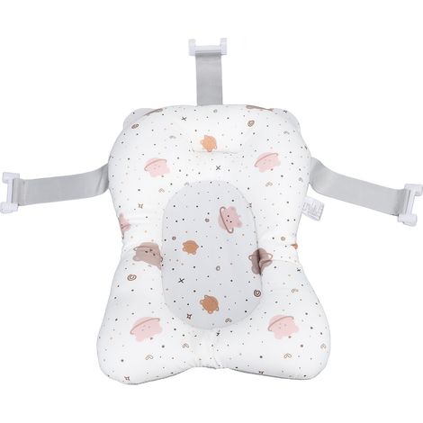 Bébé coussin de bain doux support oreiller flottant blanc motif ours mignon mousse pour nouveau-né baignoire (1/5)