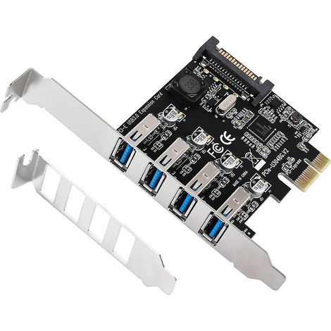 Carte d'extension PCI-e 4 ports vers USB 3.0 avec connecteur d'alimentation 15 broches