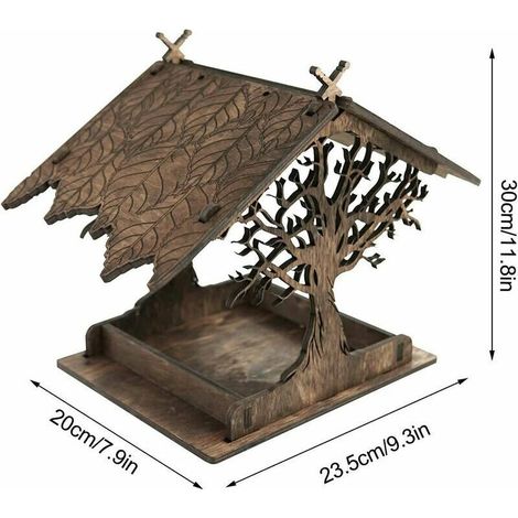 Comederos para pájaros silvestres, comedero de madera para pájaros de exterior, casita para pájaros de exterior, comedero colgante para pájaros de jardín, caja nido para pájaros de exterior, refugio d (1/4)