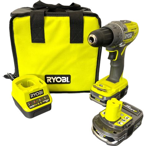 Taladro atornillador a batería RYOBI R18DD3-215S 18 V 50 Nm ( 5133003774 ) + 2 baterías de 1,5 Ah + cargador + bolsa