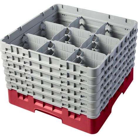 Casiers de lavage - 9 compartiments verres - Haut max 29.8 cm - 50 x 50 x 34.9 cm - Lot de 2 - Cambro