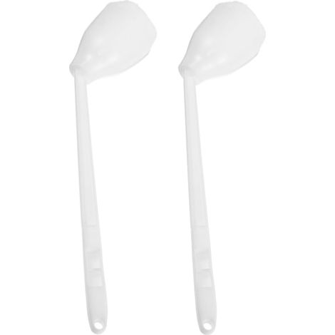 2 brosses WC coton blanc, long manche, poils doux, salle de bain (1/5)