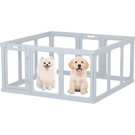 12PCS Enclos Chien Acrylique Transparent 128x128x60cm Gris (1/5)