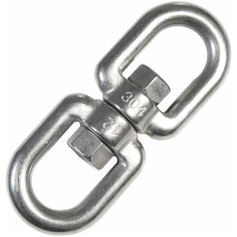 Émerillon en acier inox 10x125mm 2 anneaux pivotants en métal inoxydable pour accrocher sièges suspendus max 420kg (1/5)