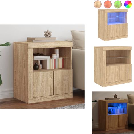 Buffet avec lumières LED chêne sonoma 60,5x37x67 cm - Buffet Moderne - Meuble De Rangement - Luminaire Led - Décoration Intérieure - Mobilier Salon (1/5)