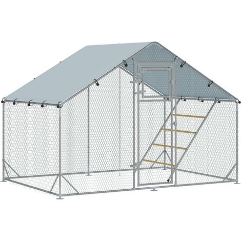 Recinto per galline in acciaio zincato 300 x 200 x 195 cm, argento (1/4)