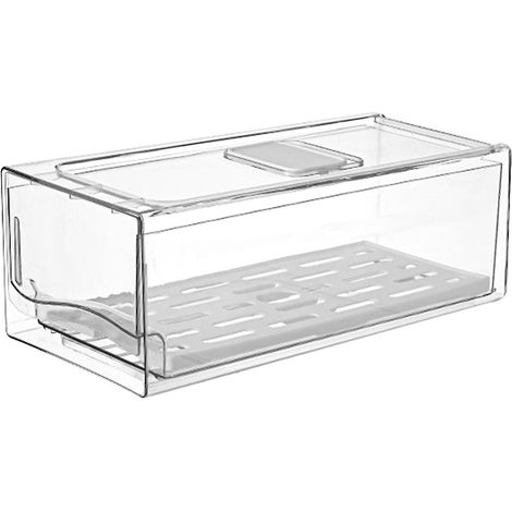 Bacs de rangement pour réfrigérateur avec tiroirs coulissants, ensemble de tiroirs à légumes pour optimiser l'espace vertical. (1/4)