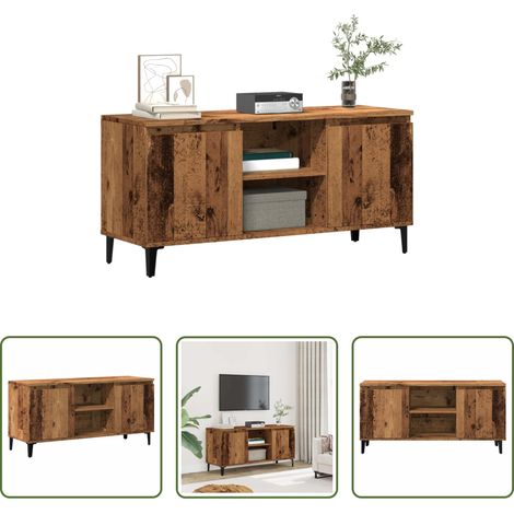 Bois d'ingénierie - Meuble TV vieux bois 102x35x50 cm bois d'ingénierie (1/5)