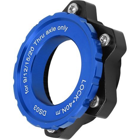 Adaptateur Centerlock pour moyeu axe traversant, conversion en fixation 6 vis aluminium - Bleu (1/5)