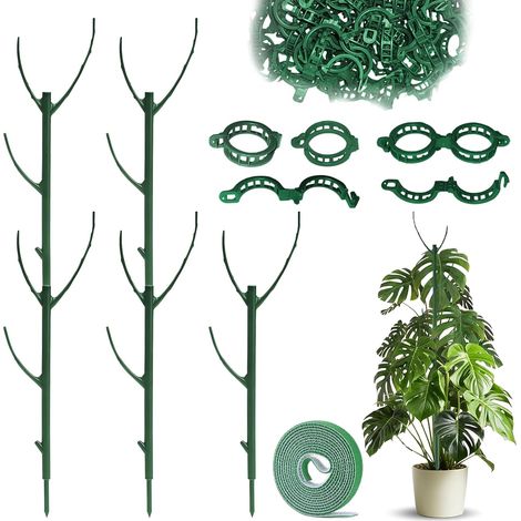 tuteurs réglables pour plantes – Empilables pour l'intérieur et l'extérieur avec pinces – Conviennent aux monsteras et aux plantes grimpantes – Accessoires de jardin durables (1/5)