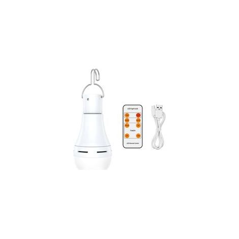 Ampoule LED rechargeable 7W E27 tactile dimmable – Télécommande – Autonomie jusqu'à 24h – Crochet pour suspension – Usage extérieur camping (1/5)
