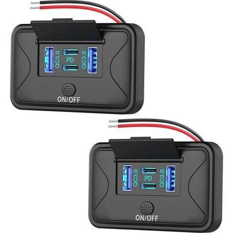 2 Paquets 78W 4 Port Prise USB 12V Support Mural, Double 36W PD (1/5)