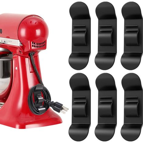 Organisateur De Cordon - En Caoutchouc Avec Patte Auto-Adhésive - Pour Appareils Électroménagers Cuisine - Compatible Sur Verre Céramique Bois Métal - Lot De 2 (1/5)
